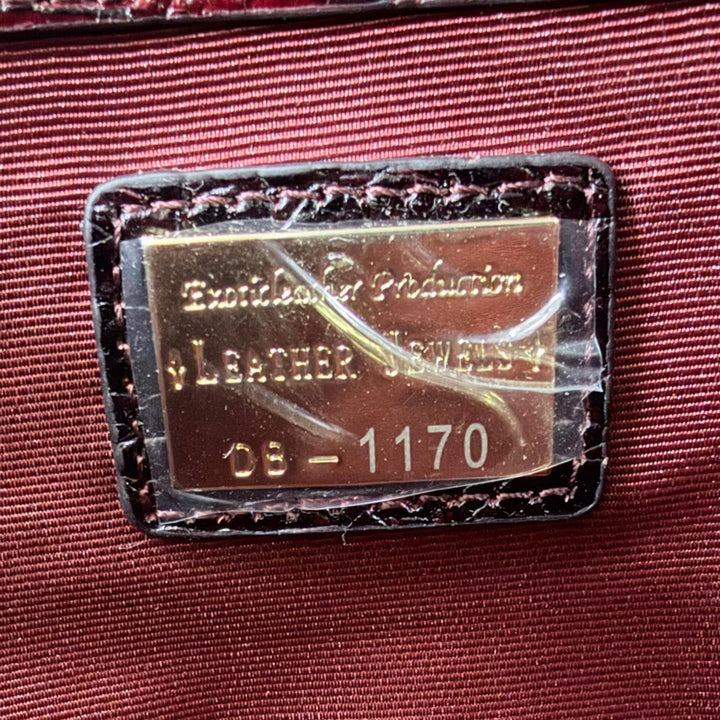 Excellent LEATHER JEWELS Tote Bag Crocodile-embossed 2-way pass case Bordeaux
