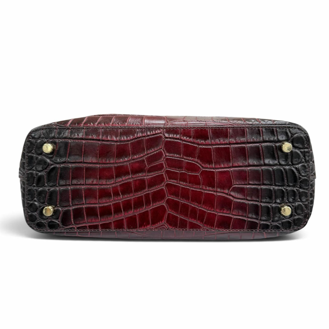 Excellent LEATHER JEWELS Tote Bag Crocodile-embossed 2-way pass case Bordeaux