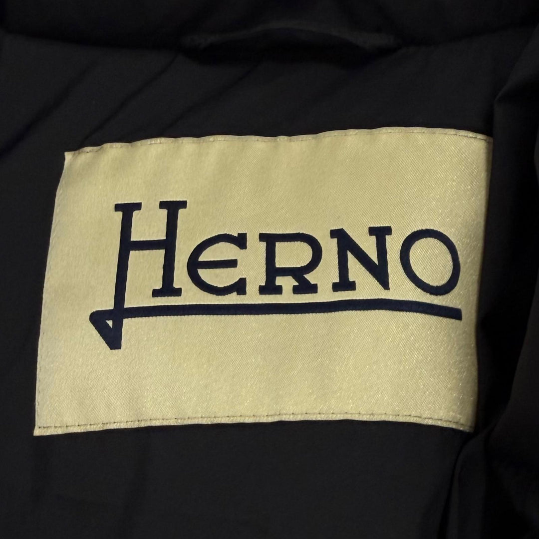 Great Herno down coat Lightweight logo buttons black Nylon Women 40 PI001796D
