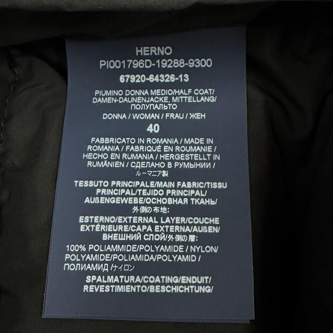 Great Herno down coat Lightweight logo buttons black Nylon Women 40 PI001796D