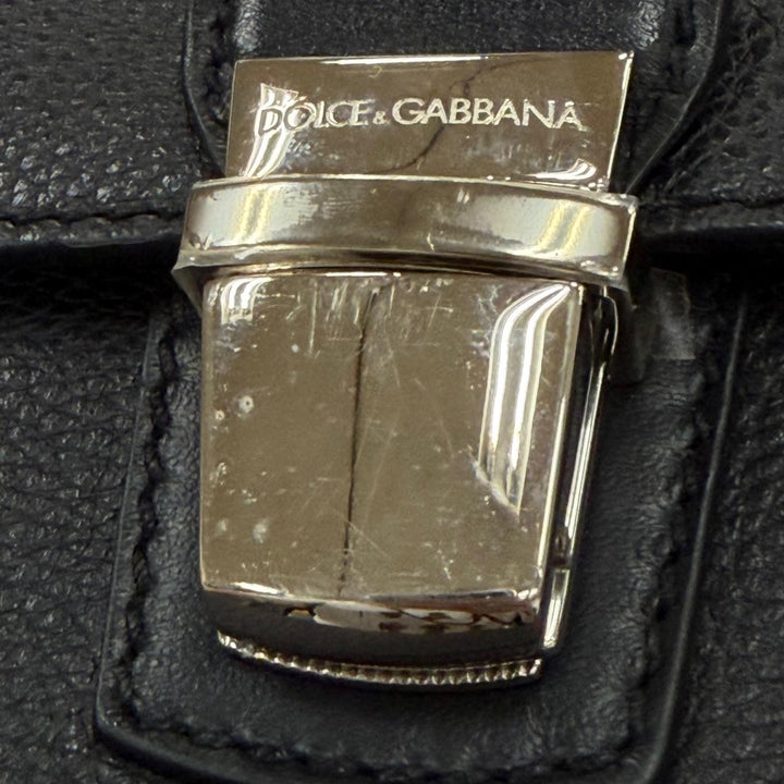 Excellent DOLCE&GABBANA Briefcase black leather mens BM1826