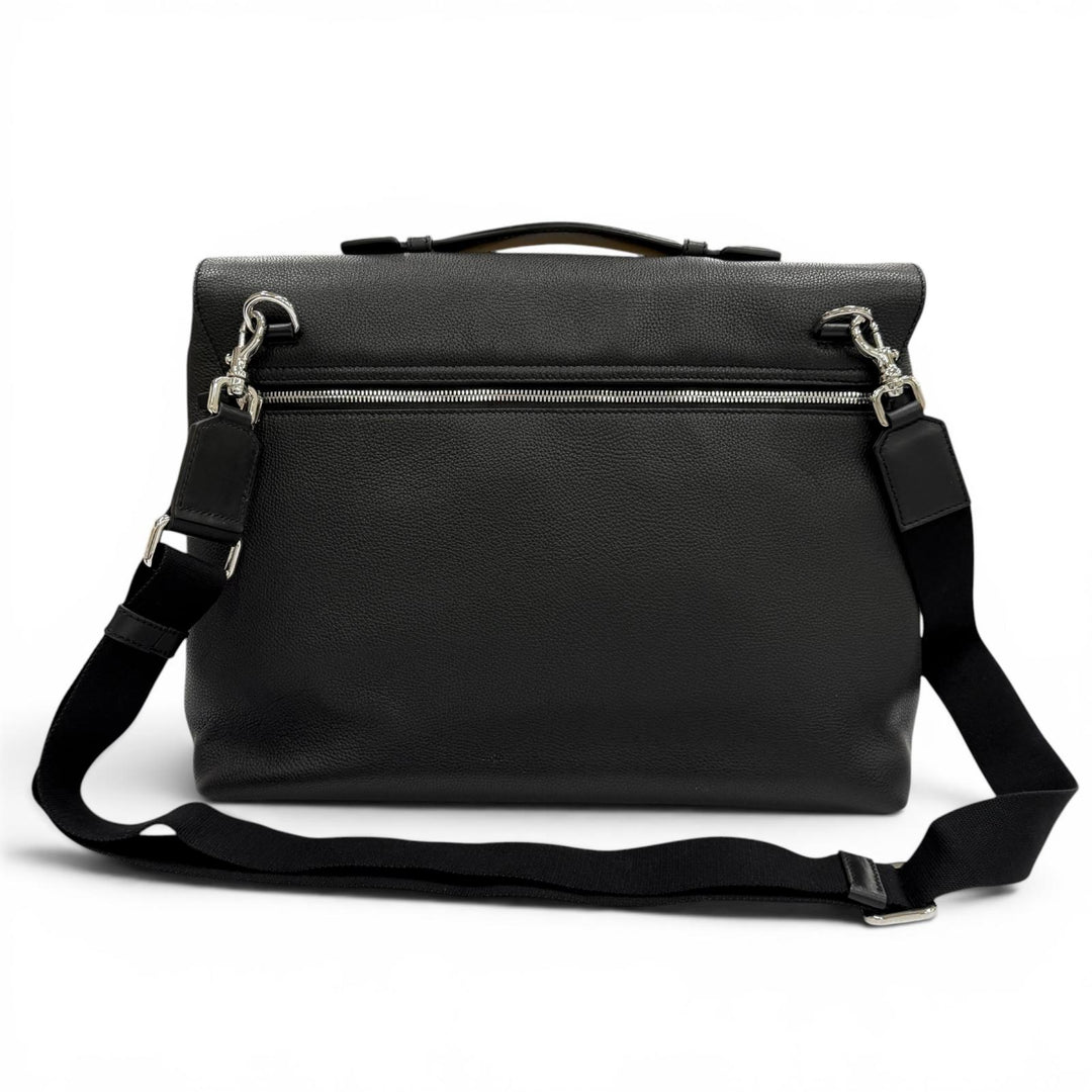 Excellent DOLCE&GABBANA Briefcase black leather mens BM1826