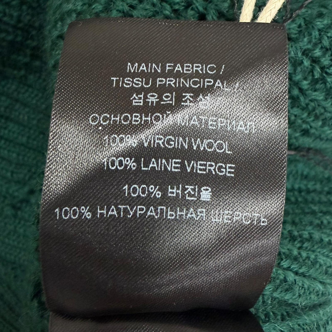Pristine VETEMENTS sweater Destroyed V-neck knit green Virgin wool mens
