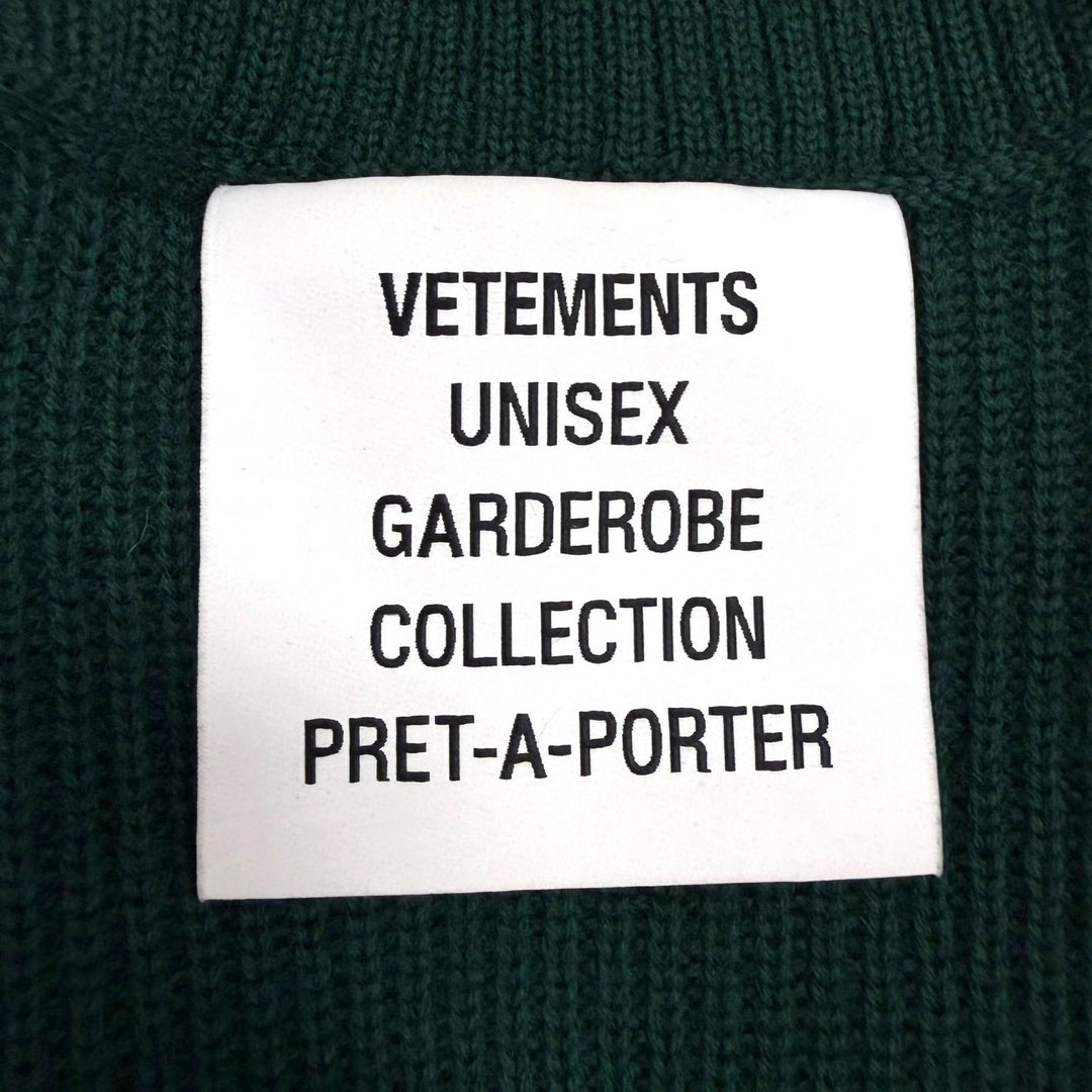 Pristine VETEMENTS sweater Destroyed V-neck knit green Virgin wool mens