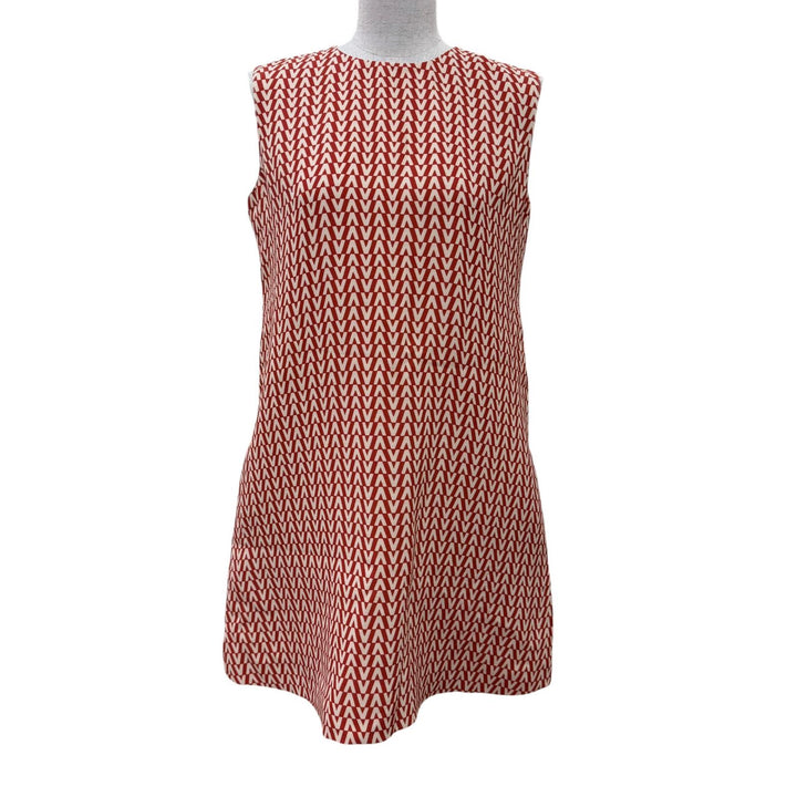 Excellent VALENTINO one piece V-logo sleeveless Red wool Women 4 RB3VADN54EP