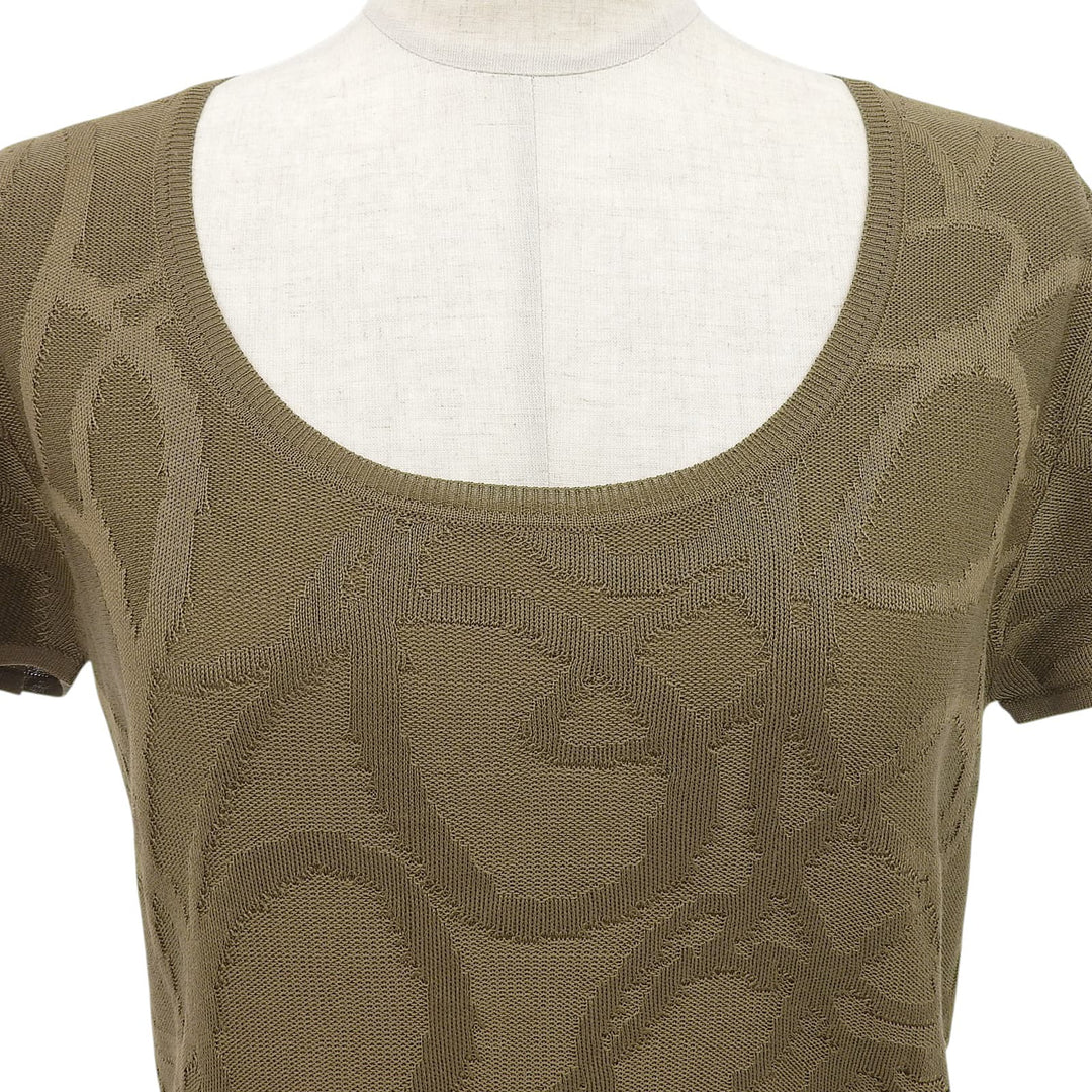 Excellent Salvatore Ferragamo Short sleeve knit All-over print Gancini silk M