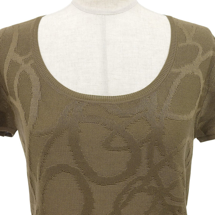 Excellent Salvatore Ferragamo Short sleeve knit All-over print Gancini silk M