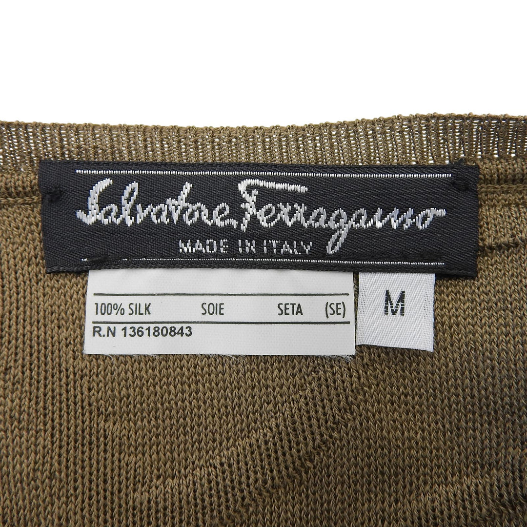Excellent Salvatore Ferragamo Short sleeve knit All-over print Gancini silk M