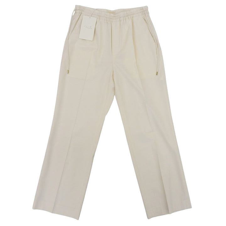 Pristine DRAWER Pants Drawstring, Center crease off white silk 38 6514-236-1233