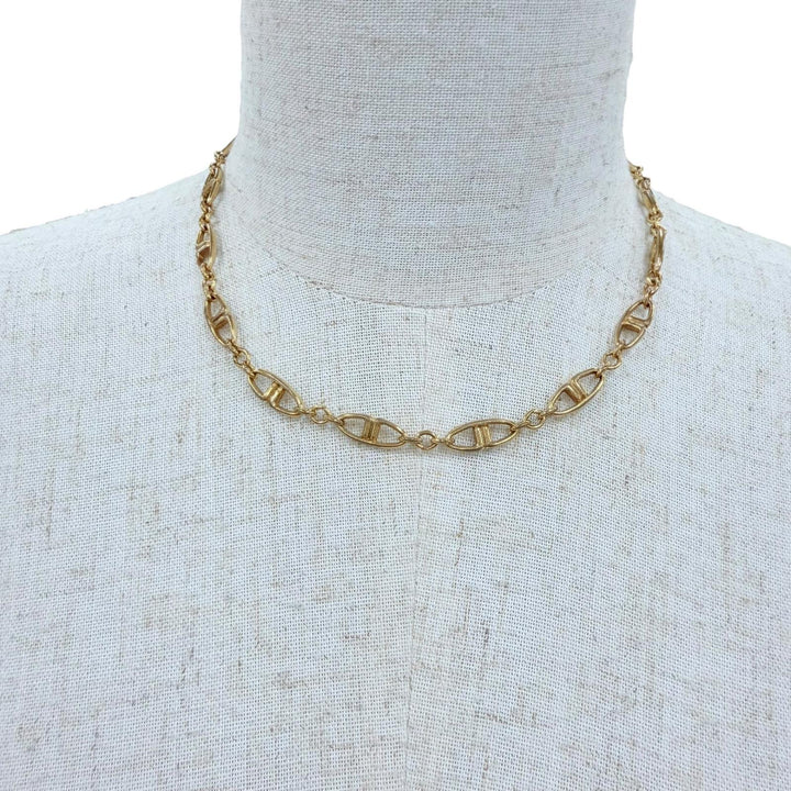 Great Christian Dior Necklace CD logo motif chain choker gold metal Women