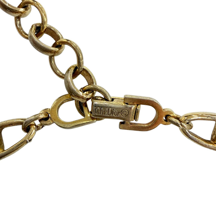 Great Christian Dior Necklace CD logo motif chain choker gold metal Women