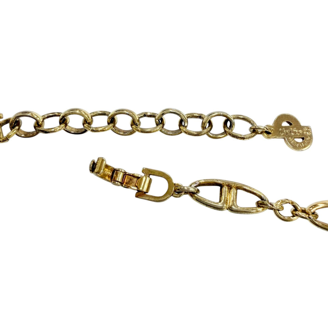 Great Christian Dior Necklace CD logo motif chain choker gold metal Women