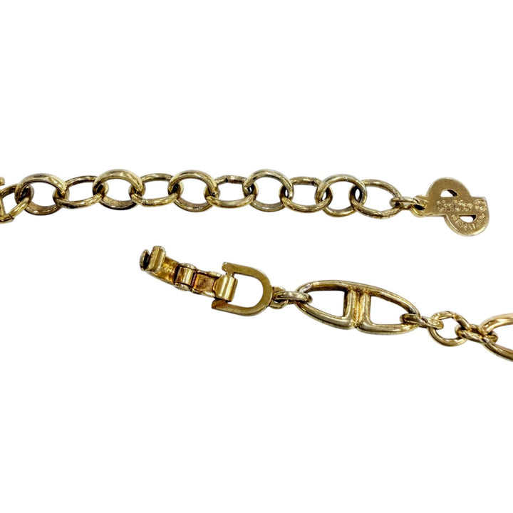 Great Christian Dior Necklace CD logo motif chain choker gold metal Women