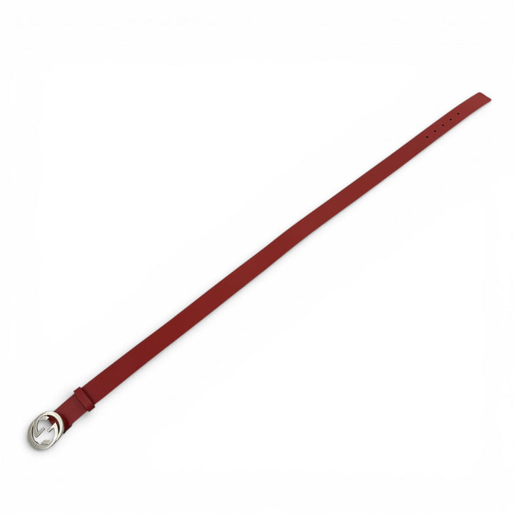 Excellent GUCCI belt Interlocking G leather Red leather Women 546389