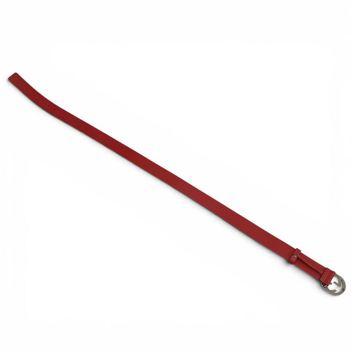 Excellent GUCCI belt Interlocking G leather Red leather Women 546389