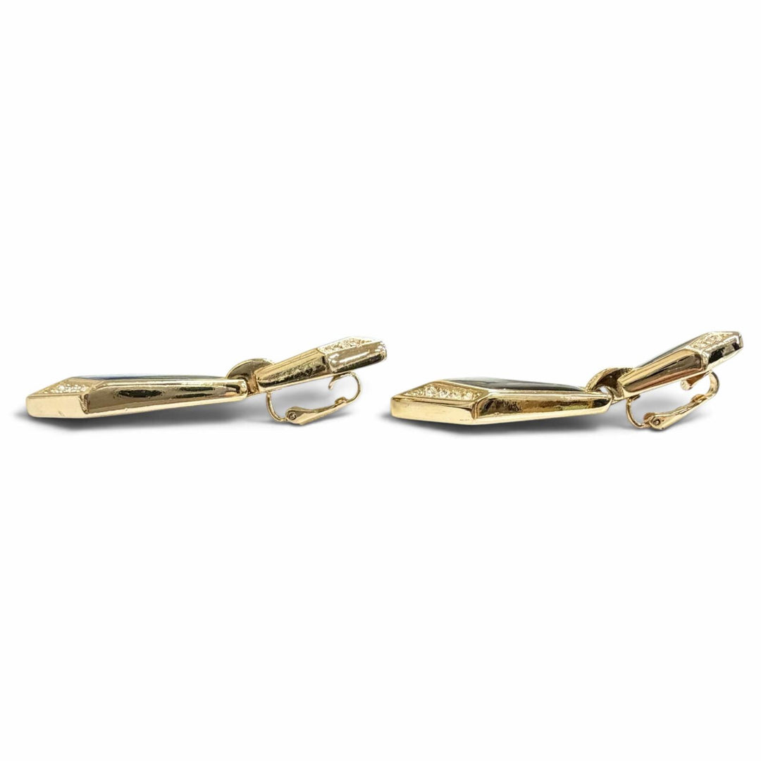 Great Christian Dior Earring Rhinestone Geometric Earrings gold onyx Women