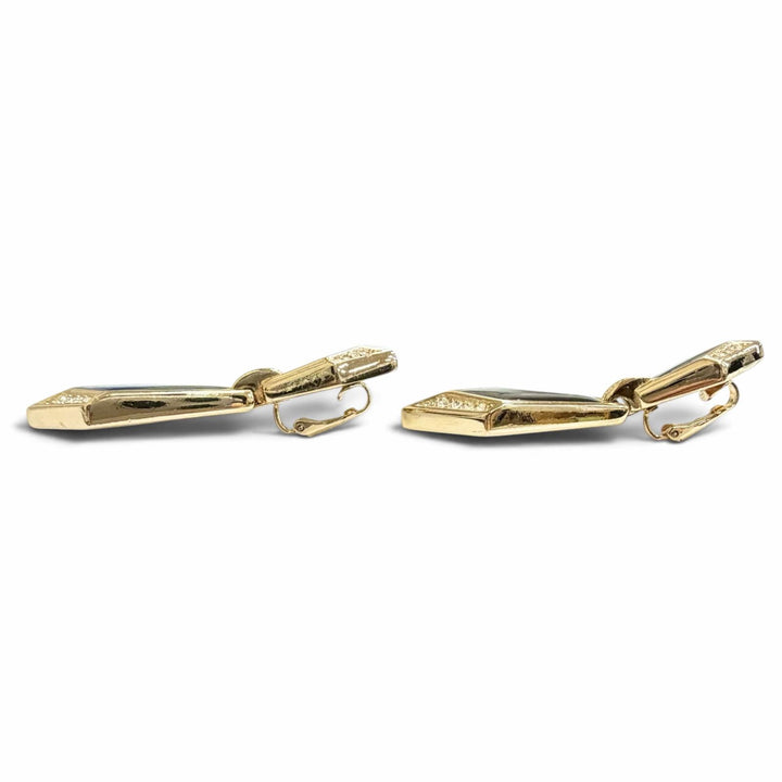 Great Christian Dior Earring Rhinestone Geometric Earrings gold onyx Women