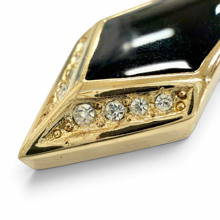 Great Christian Dior Earring Rhinestone Geometric Earrings gold onyx Women