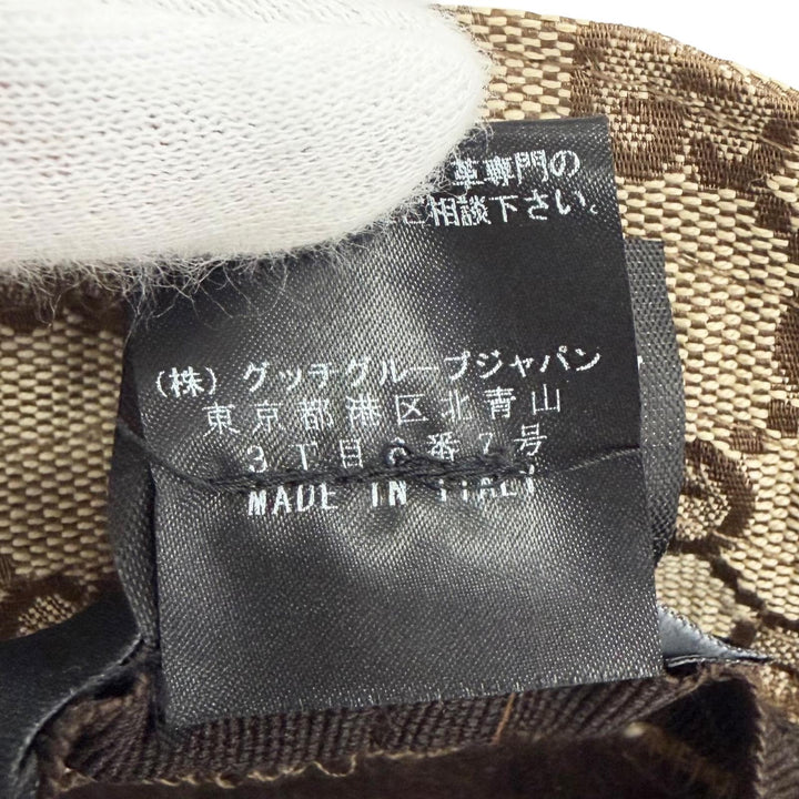 Pristine GUCCI Logo leather patch GG canvas web line bucket hat beige Women M