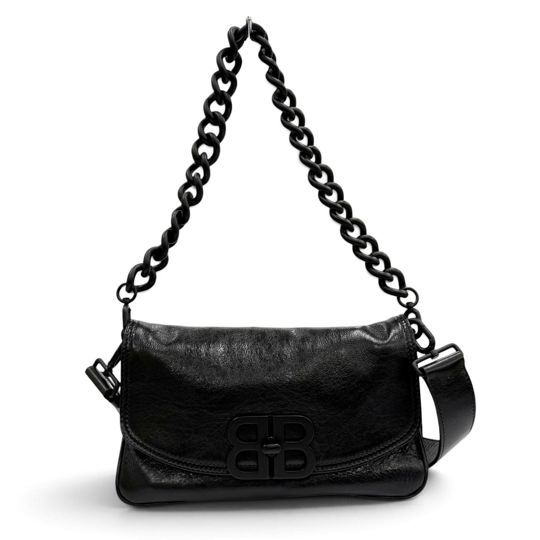 Great BALENCIAGA Shoulder Bag BB Soft Leather 2WAY black leather Women 748598