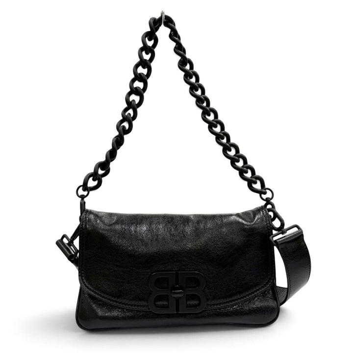 Great BALENCIAGA Shoulder Bag BB Soft Leather 2WAY black leather Women 748598