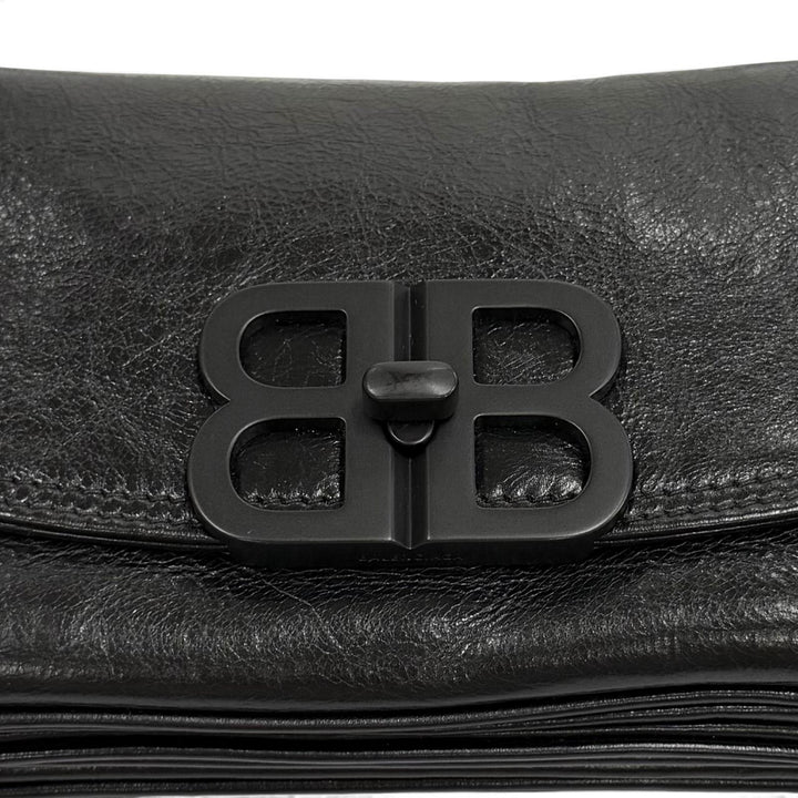 Great BALENCIAGA Shoulder Bag BB Soft Leather 2WAY black leather Women 748598