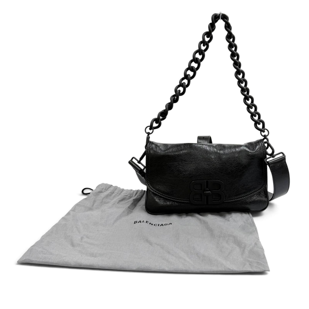 Great BALENCIAGA Shoulder Bag BB Soft Leather 2WAY black leather Women 748598