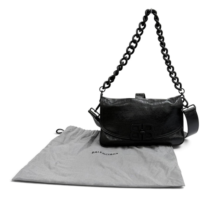 Great BALENCIAGA Shoulder Bag BB Soft Leather 2WAY black leather Women 748598