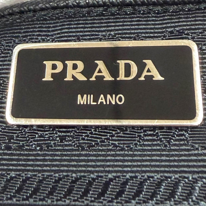 Great PRADA Shoulder Bag triangle logo triangle plate black Nylon mens 1BD953
