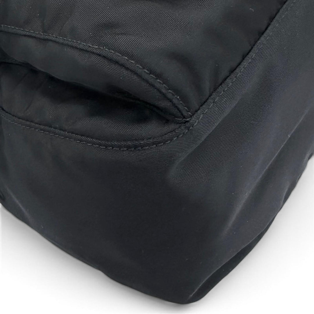 Great PRADA Shoulder Bag triangle logo triangle plate black Nylon mens 1BD953