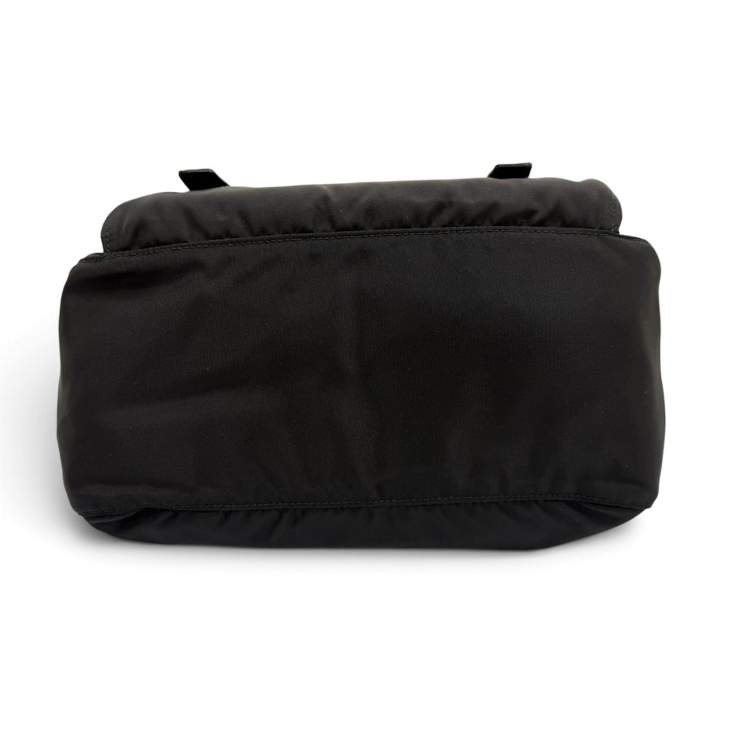 Great PRADA Shoulder Bag triangle logo triangle plate black Nylon mens 1BD953