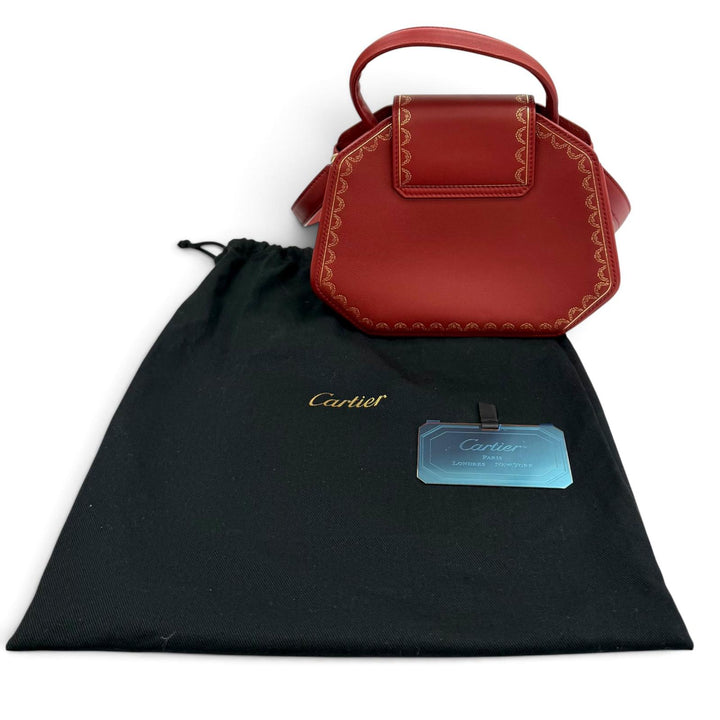 Great Cartier Shoulder Bag Garland de Cartier Mini Mirror 2-Way Leather Bag Red