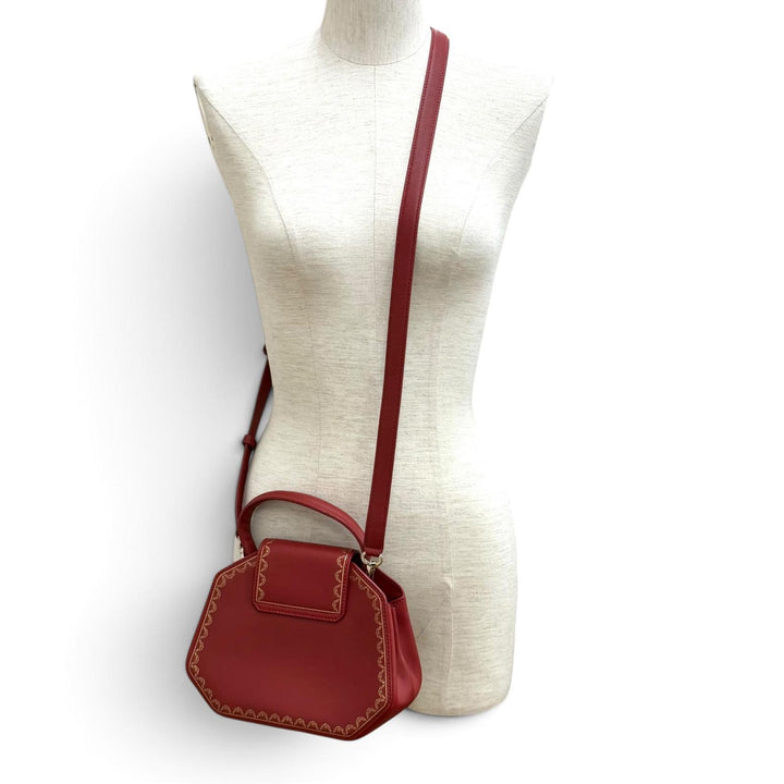 Great Cartier Shoulder Bag Garland de Cartier Mini Mirror 2-Way Leather Bag Red
