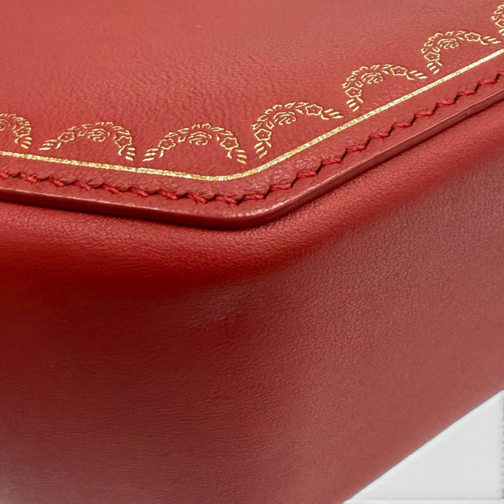Great Cartier Shoulder Bag Garland de Cartier Mini Mirror 2-Way Leather Bag Red
