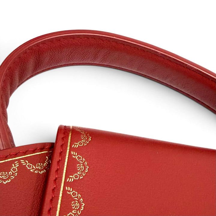 Great Cartier Shoulder Bag Garland de Cartier Mini Mirror 2-Way Leather Bag Red