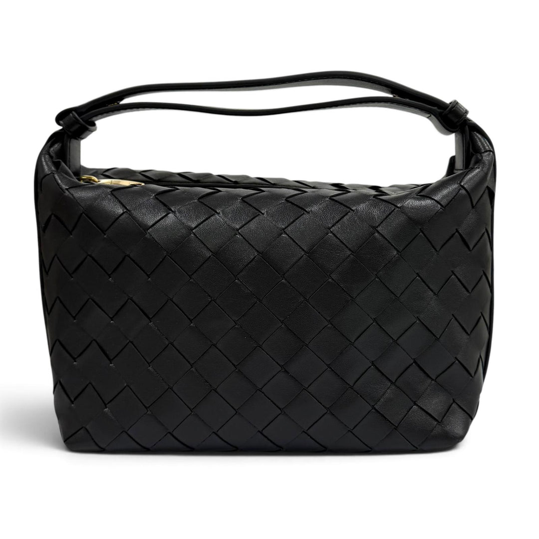 Excellent BOTTEGAVENETA Handbag Wallace INTRECCIATO leather Dark gray 754443