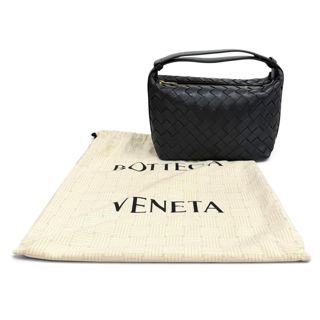 Excellent BOTTEGAVENETA Handbag Wallace INTRECCIATO leather Dark gray 754443