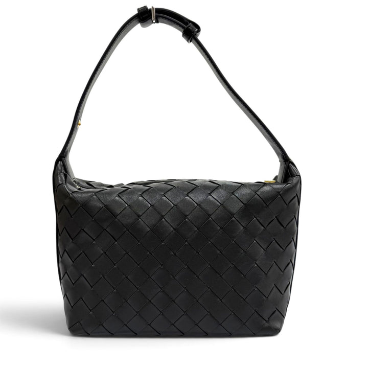Excellent BOTTEGAVENETA Handbag Wallace INTRECCIATO leather Dark gray 754443