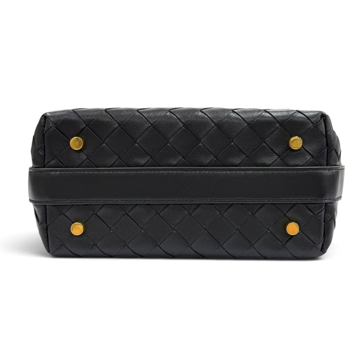 Excellent BOTTEGAVENETA Handbag Wallace INTRECCIATO leather Dark gray 754443