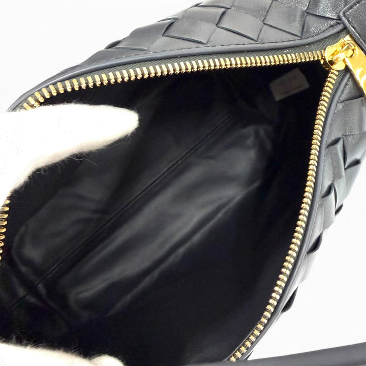 Excellent BOTTEGAVENETA Handbag Wallace INTRECCIATO leather Dark gray 754443