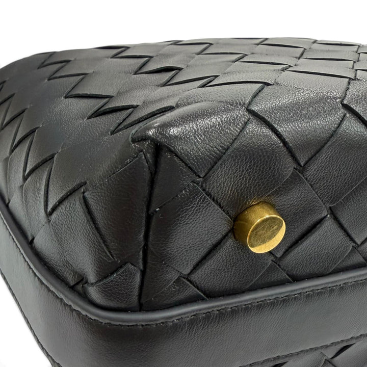 Excellent BOTTEGAVENETA Handbag Wallace INTRECCIATO leather Dark gray 754443