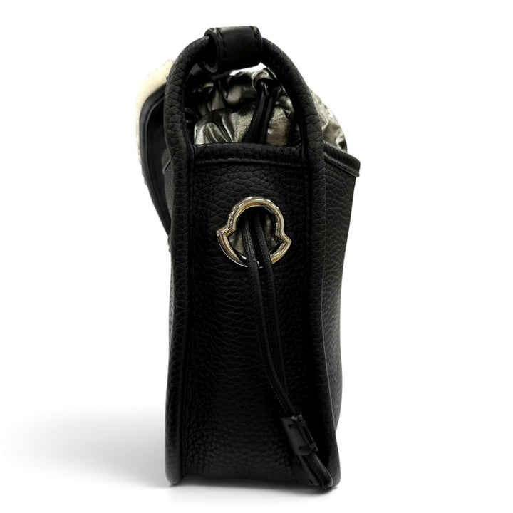 Excellent MONCLER Lania PM Shoulder Bag Logo patch, boa leather black Women