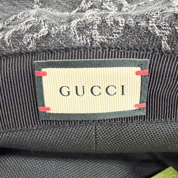 Excellent GUCCI hat GG Marmont Logo Leather Trimmed Bucket Hat black S 768647