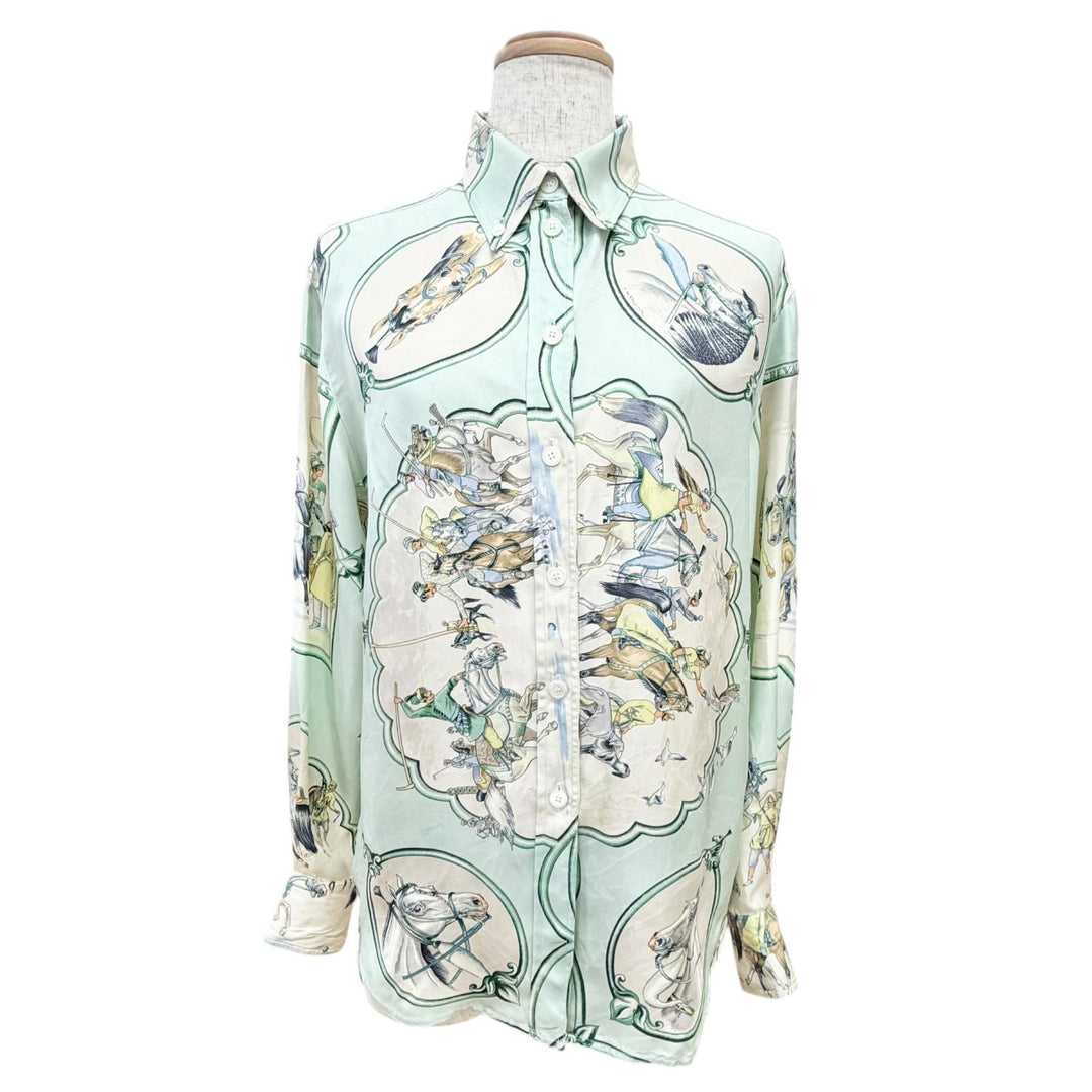 Excellent HERMES Long sleeve shirt LES CHEVAUX DES MOGHOLS Margiela period 34