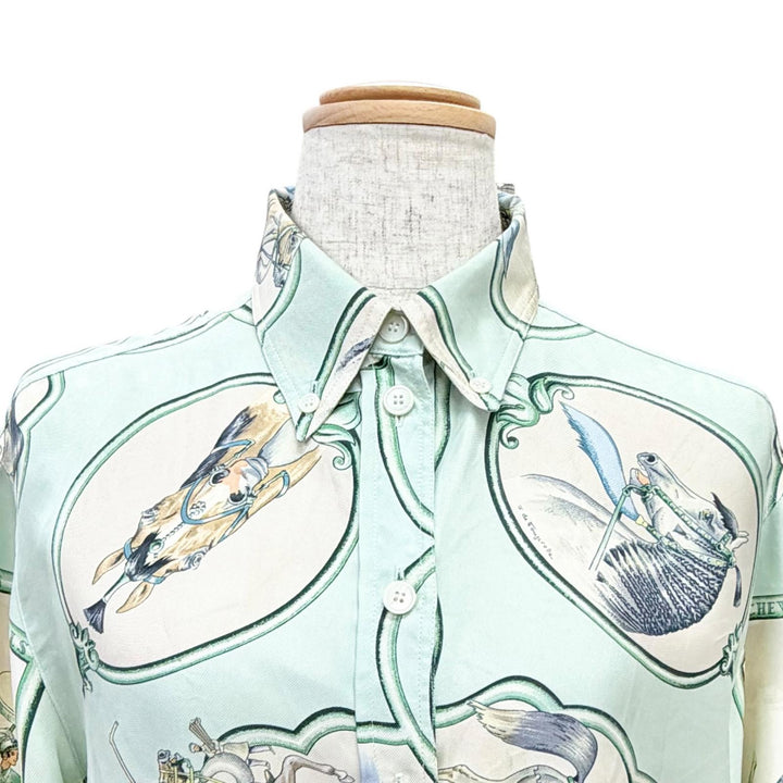 Excellent HERMES Long sleeve shirt LES CHEVAUX DES MOGHOLS Margiela period 34
