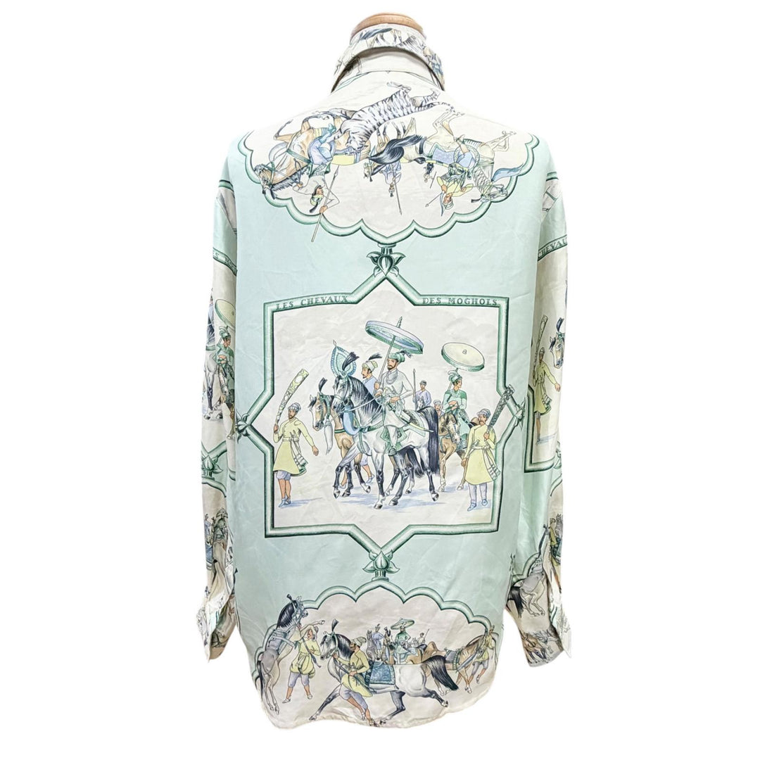 Excellent HERMES Long sleeve shirt LES CHEVAUX DES MOGHOLS Margiela period 34