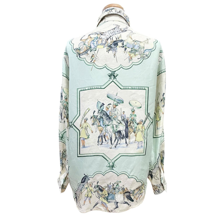 Excellent HERMES Long sleeve shirt LES CHEVAUX DES MOGHOLS Margiela period 34