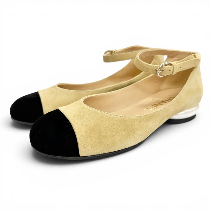 Excellent CHANEL pumps Merry Jane COCO Mark Flat Shoes Suede leather 36 G39281