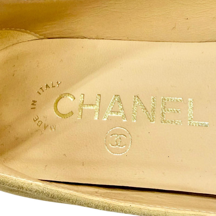 Excellent CHANEL pumps Merry Jane COCO Mark Flat Shoes Suede leather 36 G39281