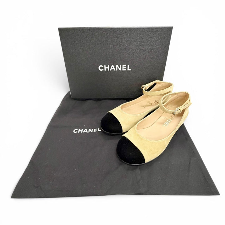 Excellent CHANEL pumps Merry Jane COCO Mark Flat Shoes Suede leather 36 G39281